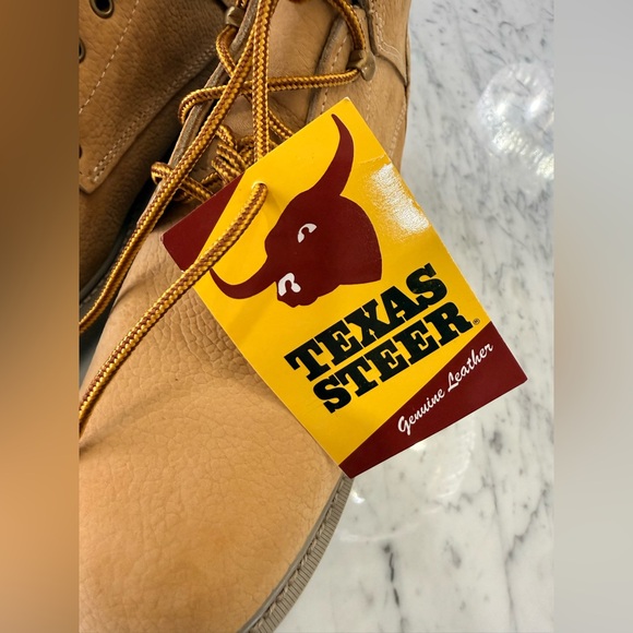 NWT Texas Steer Steel Toe Tan Leather Men's Work Boots Size 11 - Picture 4 of 10